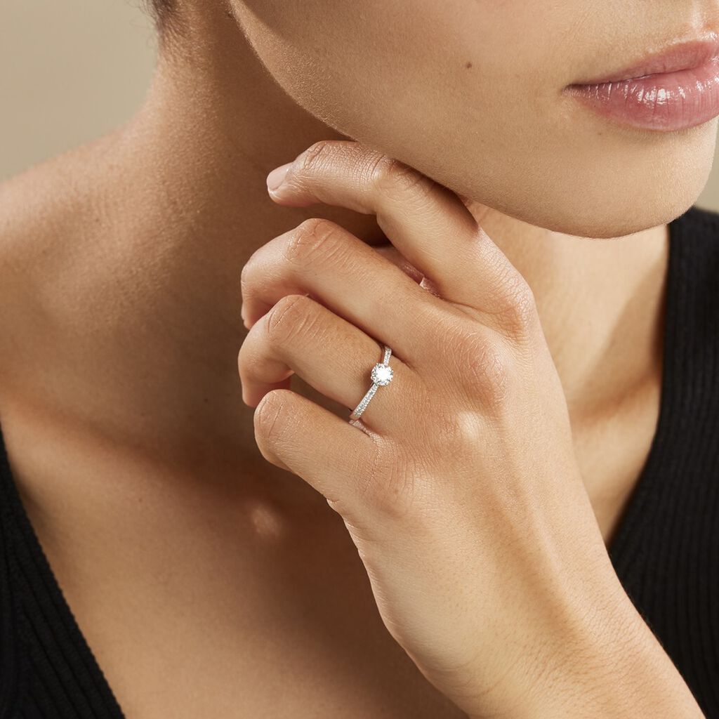 Bague Solitaire Hemera Or Blanc Diamant Synthetique - Bagues solitaires Femme | Histoire d’Or