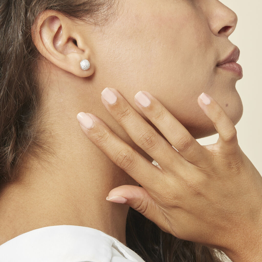 Boucles D'oreilles Puces Perta Argent Blanc Oxyde De Zirconium - Boucles d'oreilles fantaisie Femme | Histoire d’Or
