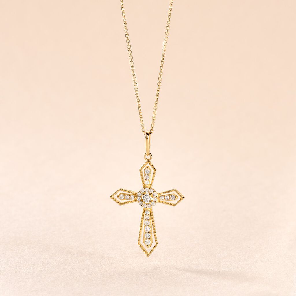 Pendentif Phrixus Or Jaune Oxyde De Zirconium - Pendentifs Baptême Famille | Histoire d’Or