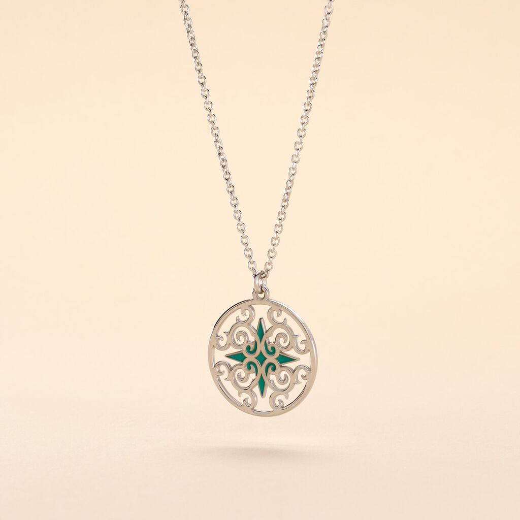 Collier Krysia Argent Blanc Email Turquoise - Colliers fantaisie Femme | Histoire d&rsquo;Or
