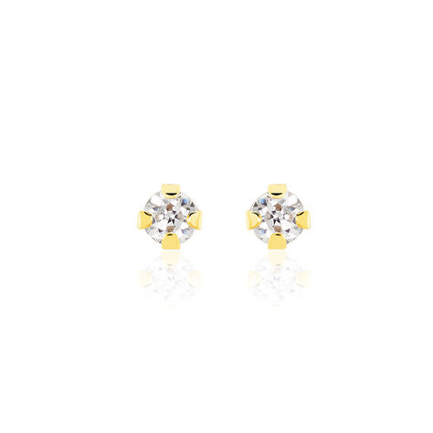 Boucles D'oreilles Puces Eddie Or Jaune Oxyde De Zirconium - Clous d'oreilles Femme | Histoire d’Or
