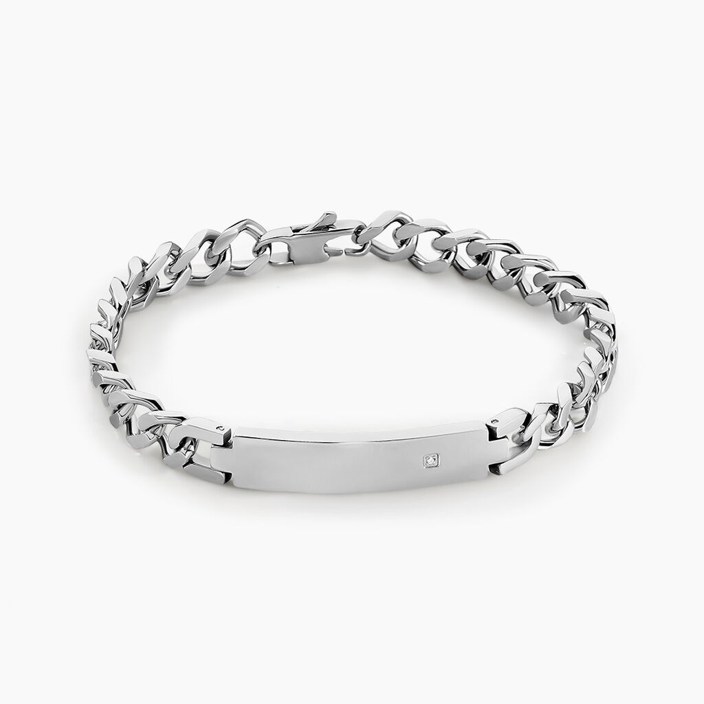 Bracelet Hugo Acier Blanc - Gourmettes Homme | Histoire d’Or