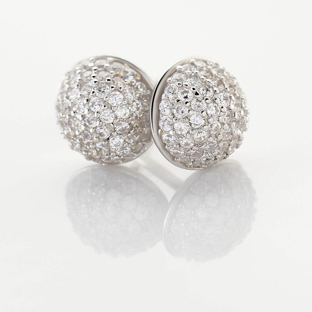 Boucles D'oreilles Puces Perta Argent Blanc Oxyde De Zirconium - Boucles d'oreilles fantaisie Femme | Histoire d’Or