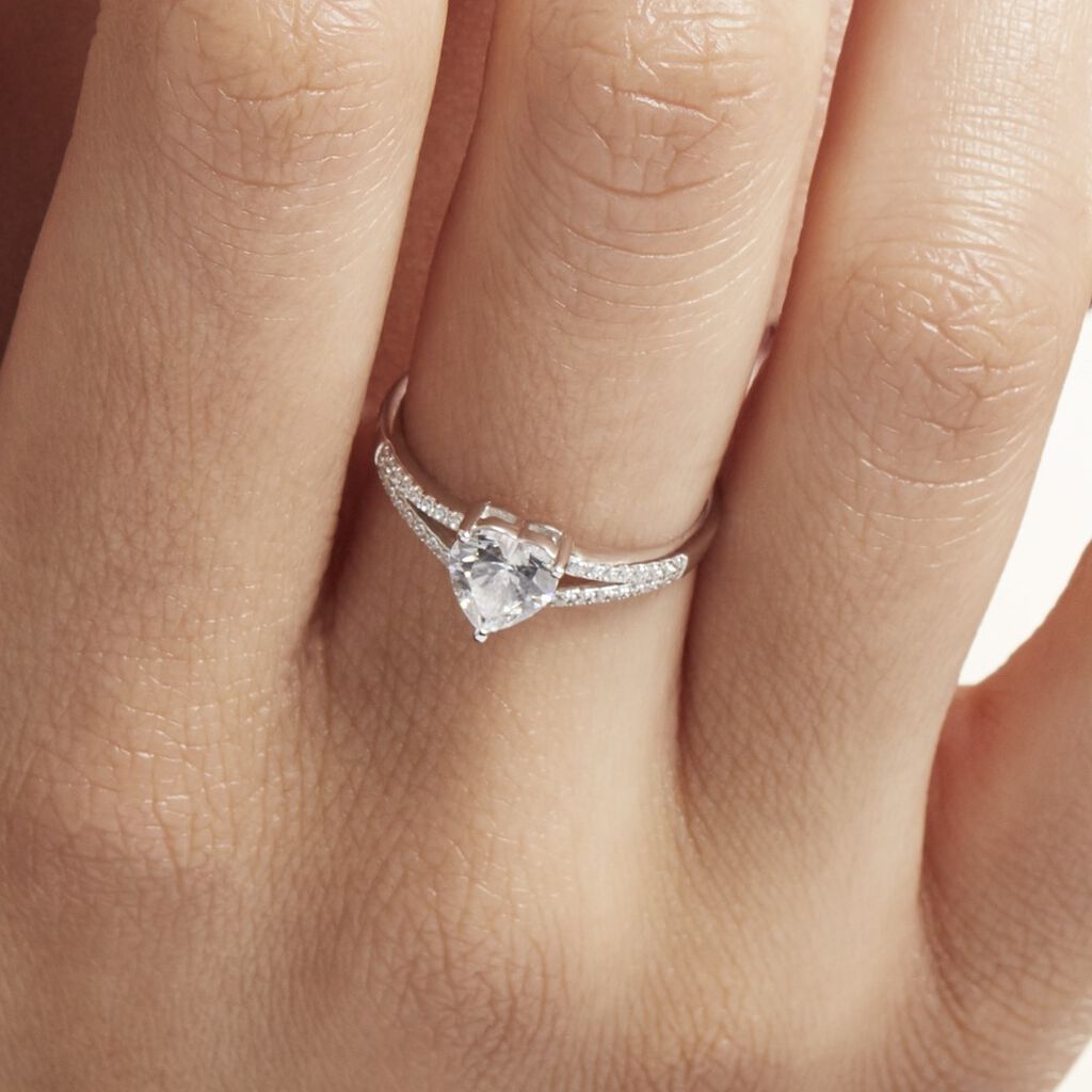 Bague Or Blanc Zandra Oxyde De Zirconium - Bagues solitaires Femme | Histoire d’Or