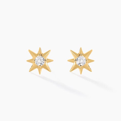 Boucles D'oreilles Puces Vangelis Or Jaune Diamant - Clous d'oreilles Femme | Histoire d&rsquo;Or