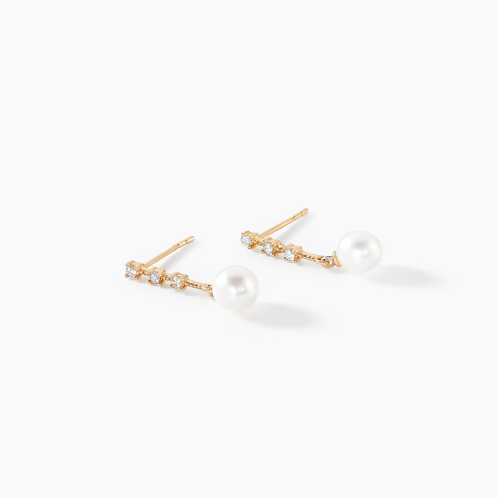 Boucles D'oreilles Pendantes Louise-marie Or Jaune Perle De Culture - Boucles d'oreilles pendantes Femme | Histoire d’Or