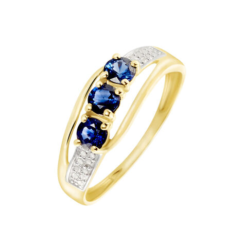 Bague Or Jaune Abelard Saphirs Diamants - Bagues avec pierre Femme | Histoire d’Or