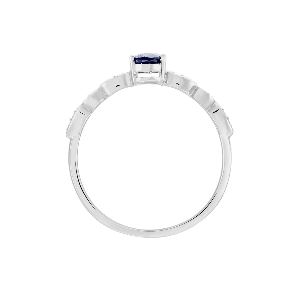 Bague Solitaire Michaela Or Blanc Saphir Et Diamant - Bagues solitaires Femme | Histoire d’Or