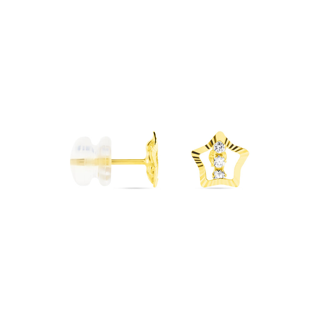 Boucles D'oreilles Puces Elais Etoile 5 Or Jaune Oxyde - Clous d'oreilles Femme | Histoire d’Or