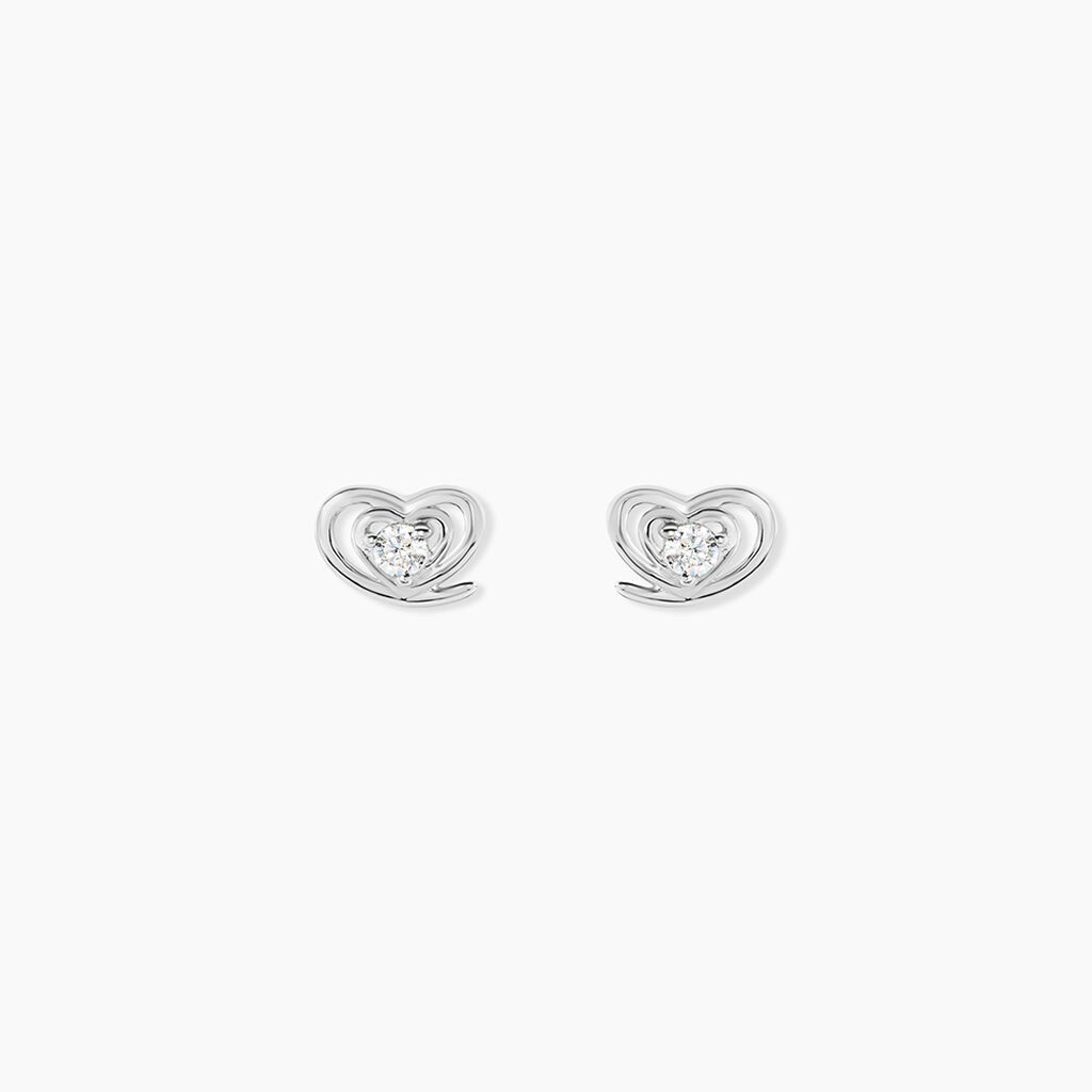 Boucles D'oreilles Puces Alou Argent Blanc Oxyde De Zirconium - Boucles d'oreilles fantaisie Femme | Histoire d&rsquo;Or