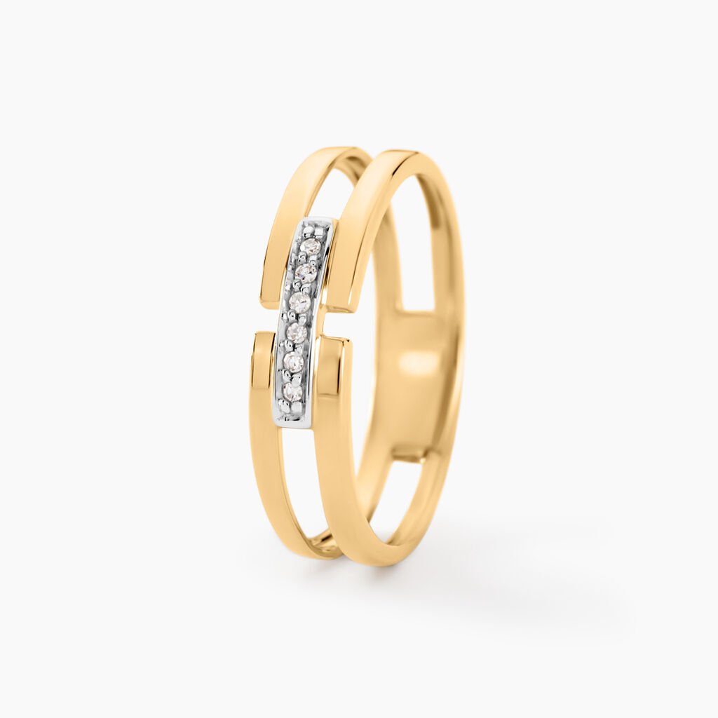 Bague Barrette Or Jaune Diamant - Bagues avec pierre Femme | Histoire d’Or
