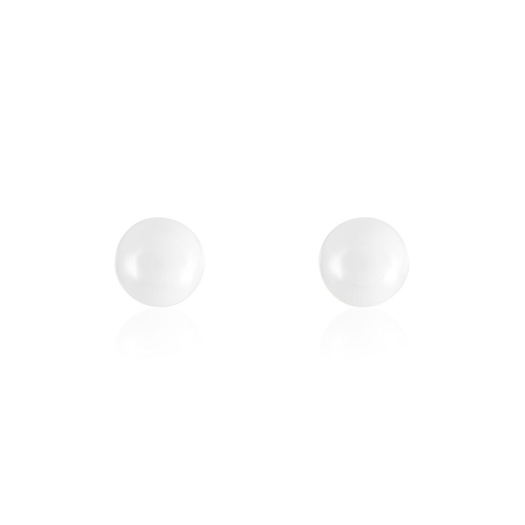 Boucles D'oreilles Puces Orbe Argent Blanc Céramique - Boucles d'oreilles fantaisie Femme | Histoire d’Or