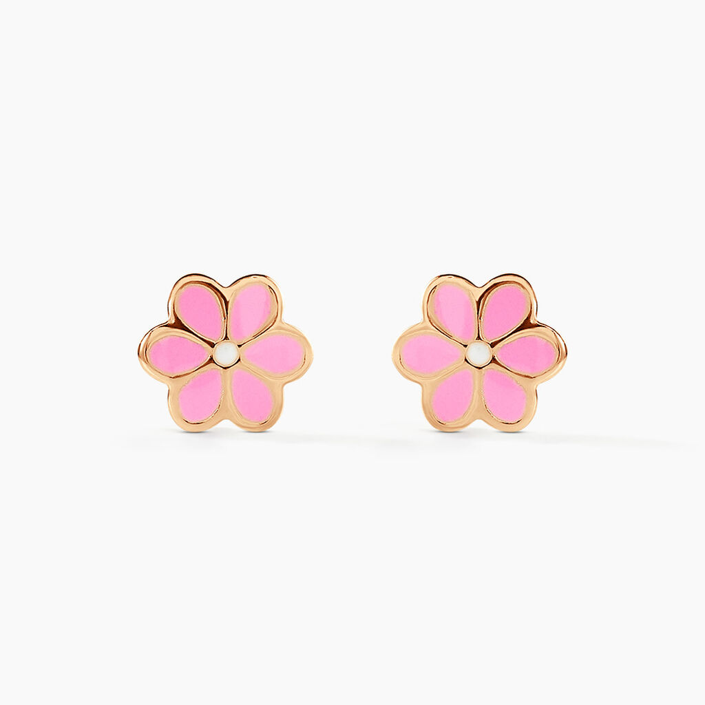 Boucles D'oreilles Puces Or Jaune Talia Email - Clous d'oreilles Enfant | Histoire d’Or