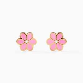 Boucles D'oreilles Puces Or Jaune Talia Email - Clous d'oreilles Enfant | Histoire d’Or