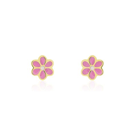 Boucles D'oreilles Puces Or Jaune Talia Email - Clous d'oreilles Enfant | Histoire d’Or