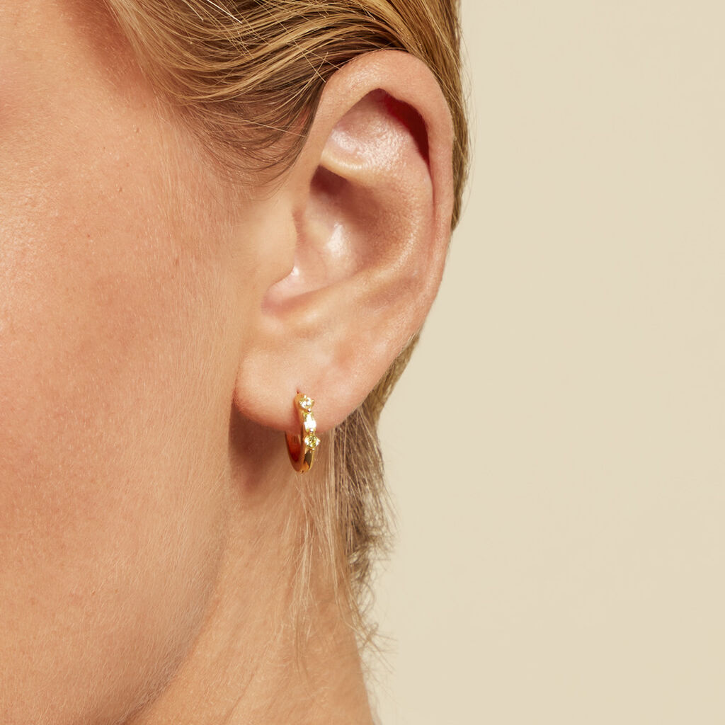 Créoles Gianna Plaqué Or Jaune Oxyde De Zirconium - Boucles d'oreilles créoles Femme | Histoire d’Or