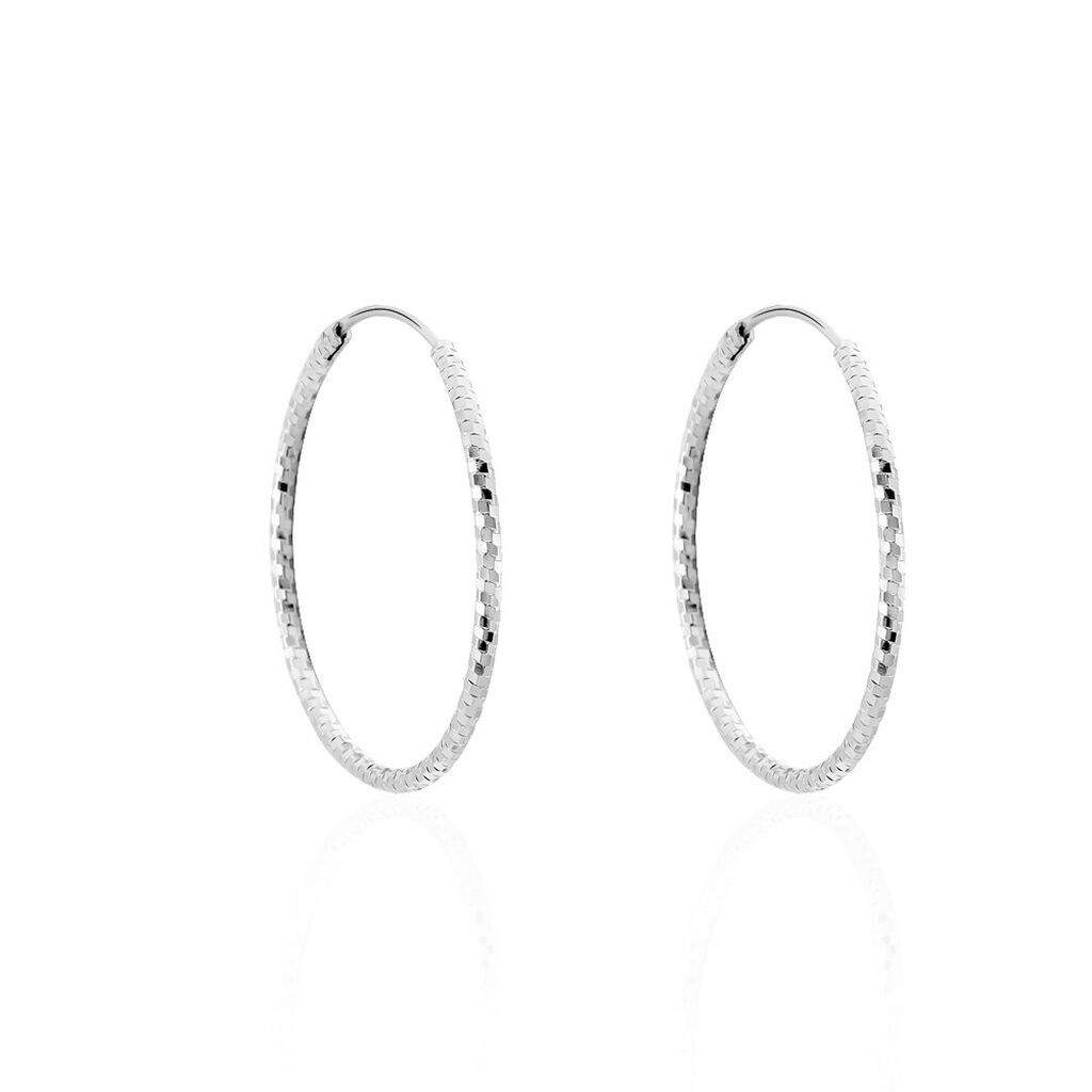 Créoles Argent Blanc Agathe - Boucles d'oreilles créoles Femme | Histoire d’Or