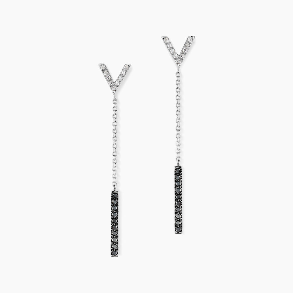Boucles D’oreilles Pendantes Rachel Or Blanc Diamant