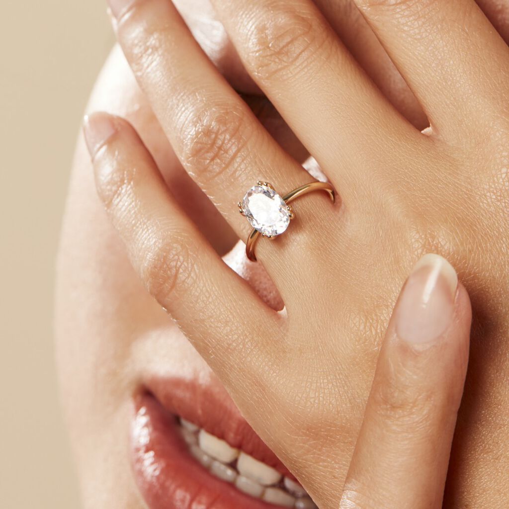 Bague Solitaire Plaqué Or Liber Oxyde De Zirconium - Bagues solitaires Femme | Histoire d’Or
