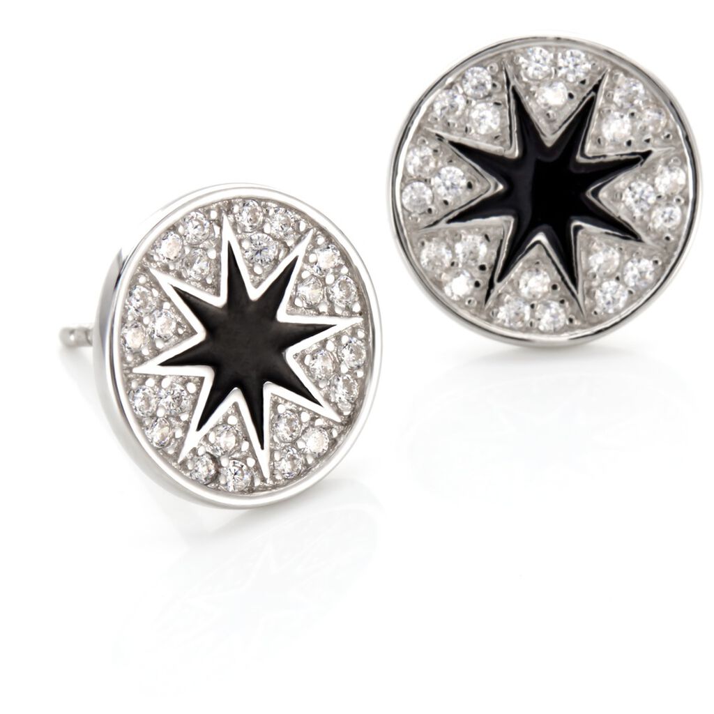 Boucles D'oreilles Puces Argent Blanc Winston Oxydes De Zirconium - Boucles d'oreilles fantaisie Femme | Histoire d’Or