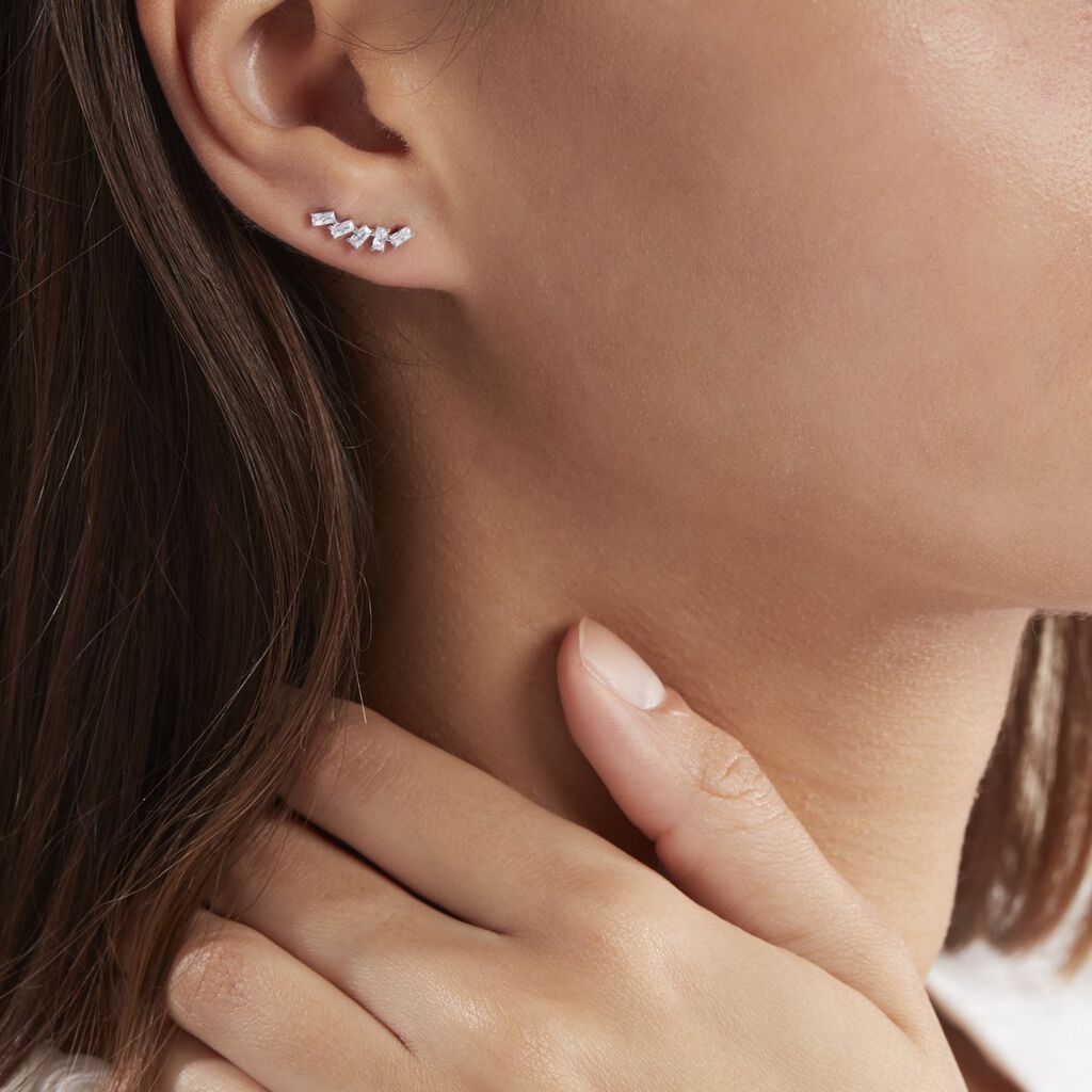 Boucles D'oreilles Grimpantes Adonia Argent Blanc Oxyde De Zirconium - Boucles d'oreilles fantaisie Femme | Histoire d&rsquo;Or