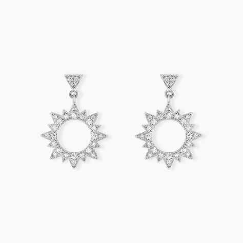 Boucles D'oreilles Pendantes Teana Argent Blanc Oxyde De Zirconium - Boucles d'oreilles fantaisie Femme | Histoire d&rsquo;Or
