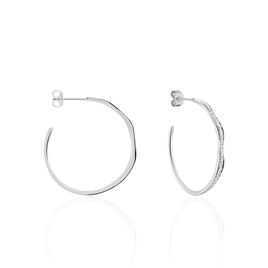 Créoles Catalina Rondes Argent Blanc Oxyde De Zirconium - Boucles d'oreilles créoles Femme | Histoire d’Or