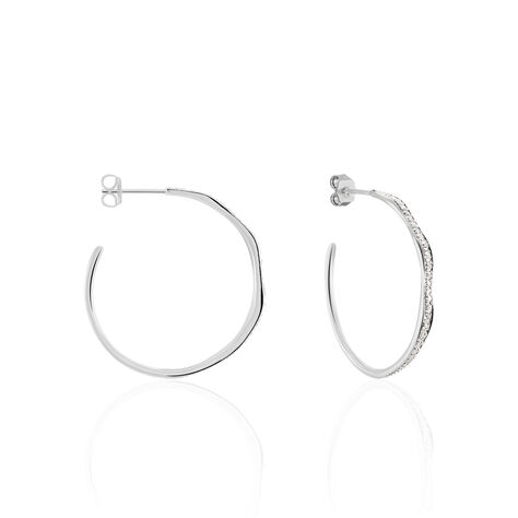 Créoles Catalina Rondes Argent Blanc Oxyde De Zirconium - Boucles d'oreilles créoles Femme | Histoire d’Or