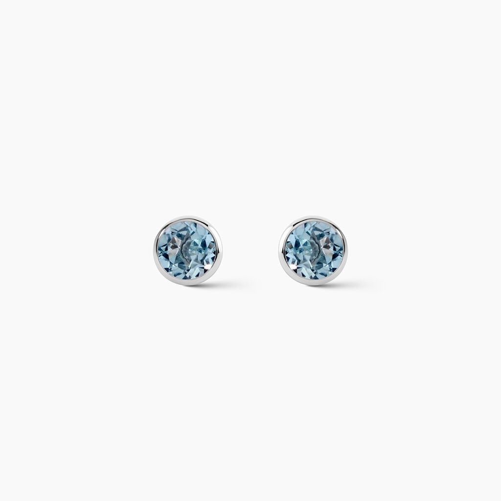 Boucles D'oreilles Puces Edy Serti Clos Or Blanc Topaze - Boucles d'oreilles empierr&eacute;es Femme | Histoire d&rsquo;Or