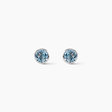 Boucles D'oreilles Puces Edy Serti Clos Or Blanc Topaze - Boucles d'oreilles empierr&eacute;es Femme | Histoire d&rsquo;Or