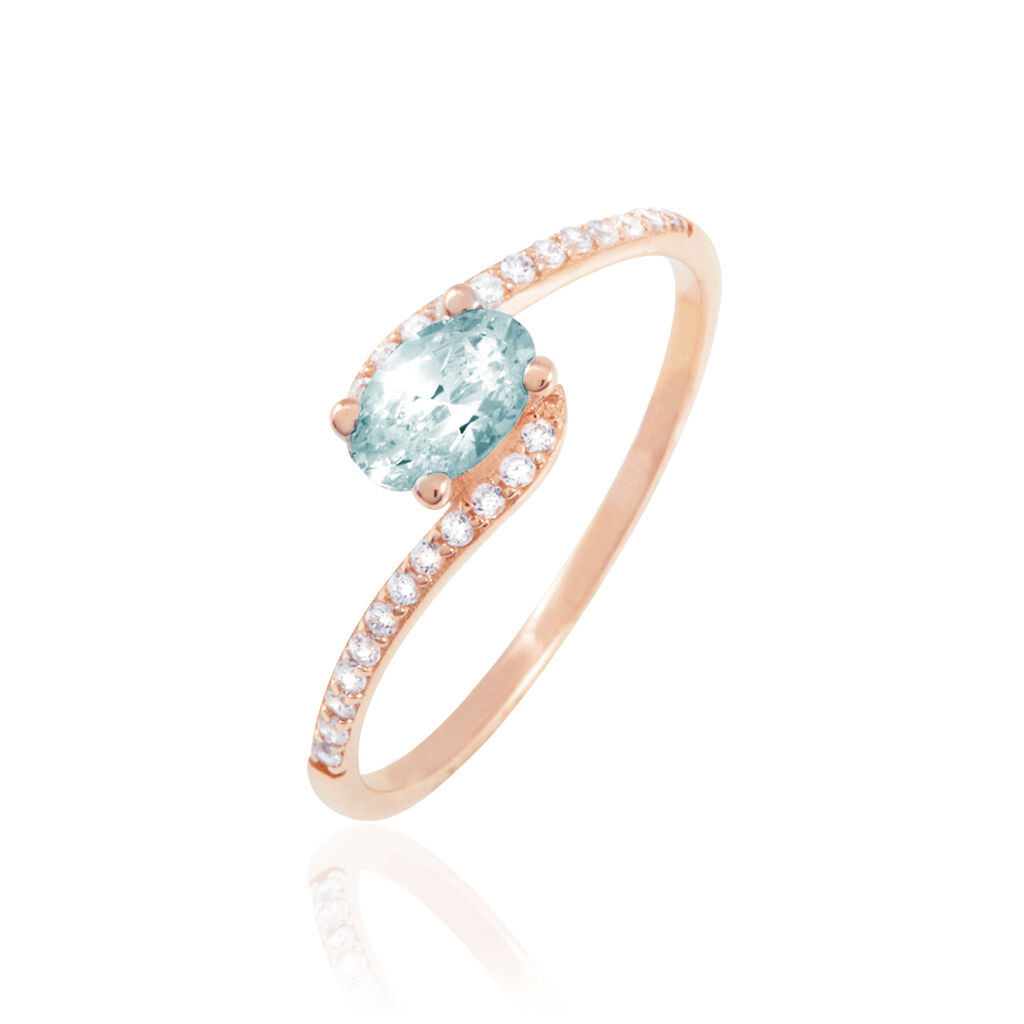 Bague Loriane Or Rose Aigue Marine Et Oxyde De Zirconium - Bagues solitaires Femme | Histoire d&rsquo;Or
