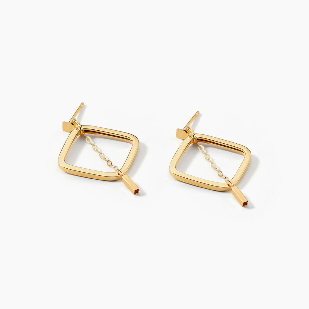 Créoles Elyette Carre Ajoure Or Jaune - Boucles d'oreilles créoles Femme | Histoire d’Or