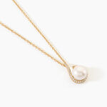 Collier Lucinda Argent Dor&eacute; A L'Or 750/1000 Perle De Culture Oxyde De Zirconium - Colliers Femme | Histoire d&rsquo;Or