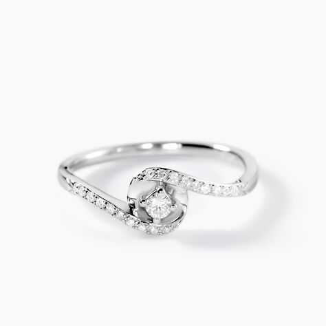 Bague Vrille Accompagnee Or Blanc Diamant - Bagues solitaires Femme | Histoire d&rsquo;Or