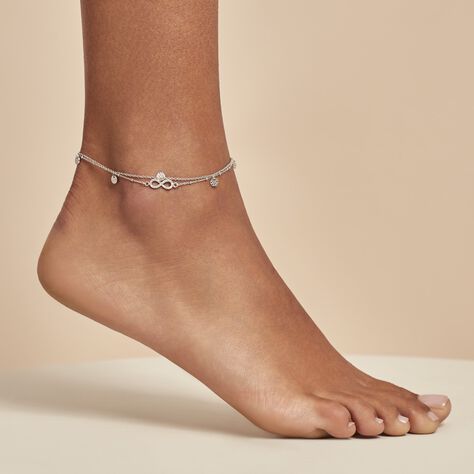 Chaîne De Cheville Argent Blanc Roschen Oxydes De Zirconium - Chaînes de cheville Femme | Histoire d’Or