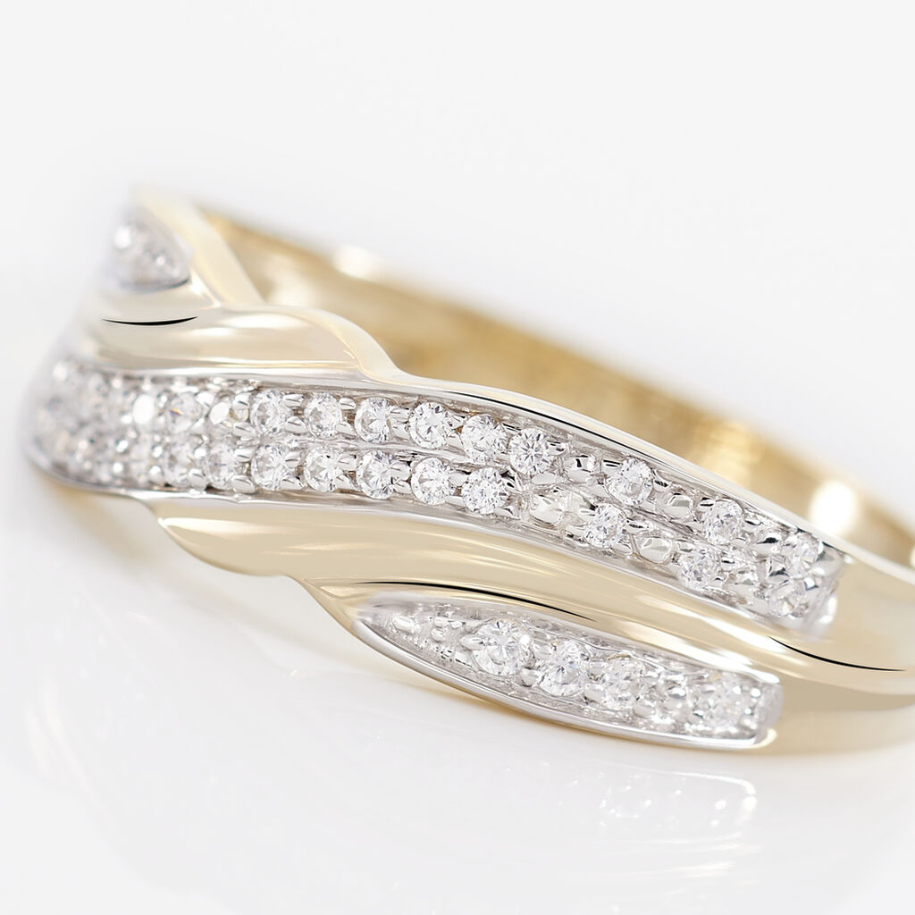 Bague Bandeau Or Jaune Oxyde De Zirconium - Bagues avec pierre Femme | Histoire d’Or