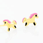 Boucles D'oreilles Puces Heldea Cheval Or Jaune - Clous d'oreilles Enfant | Histoire d&rsquo;Or