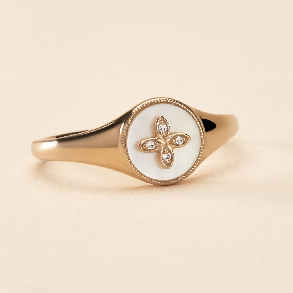 Bague Talisman Or Jaune Nacre Diamant - Bagues avec pierre Femme | Histoire d’Or