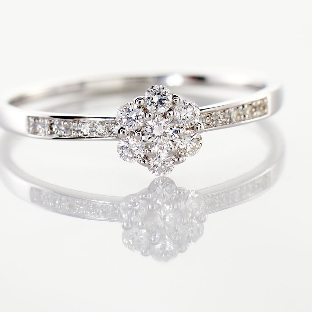 Bague Magnolia Or Blanc Diamant - Bagues avec pierre Femme | Histoire d’Or