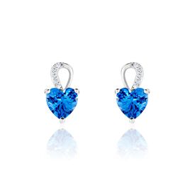 Boucles D'oreilles Puces Argent Blanc Atieno Oxyde De Zirconium - Boucles d'Oreilles Coeur Femme | Histoire d’Or
