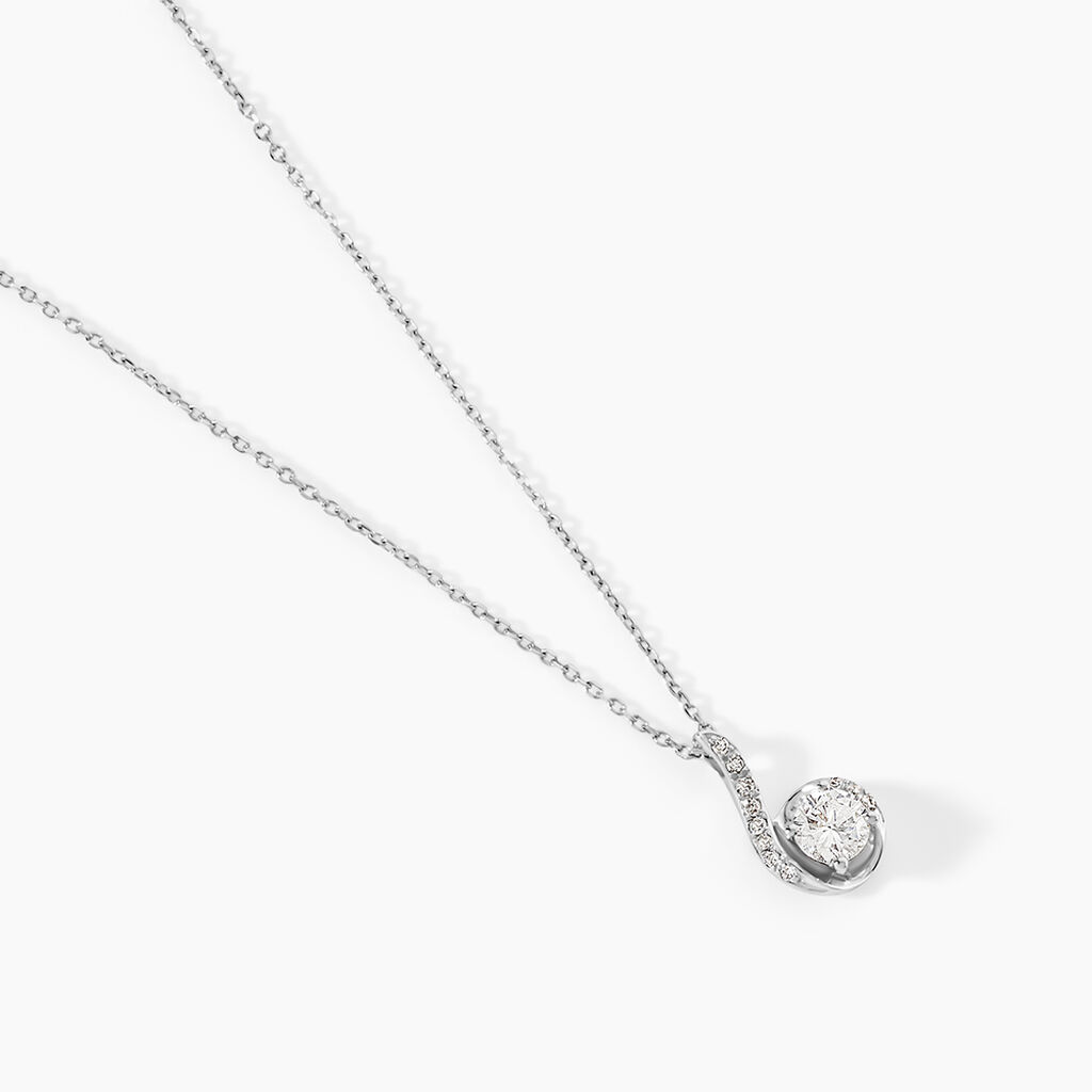 Collier Vrille Accompagnee Or Blanc Diamant - Colliers Femme | Histoire d&rsquo;Or