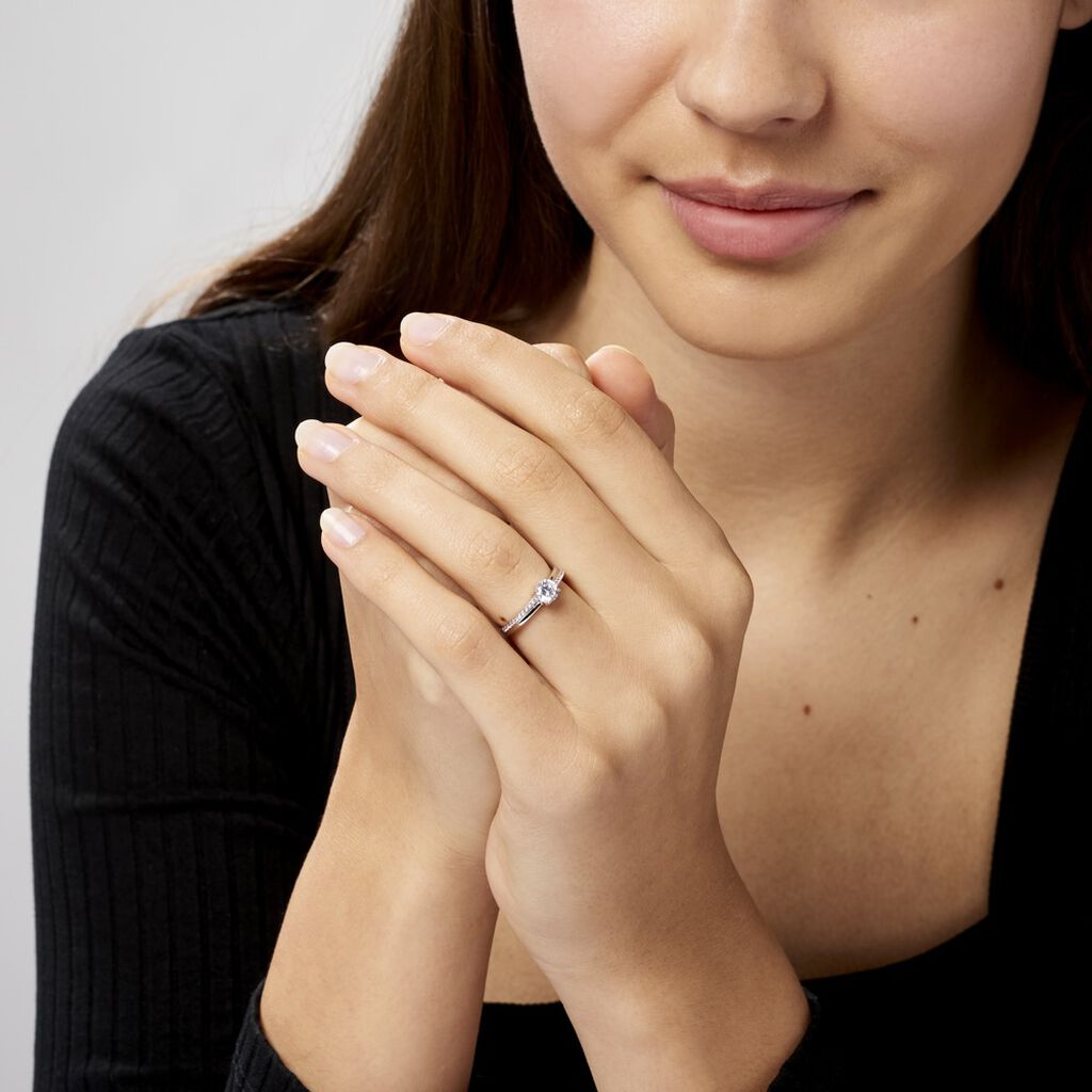 Bague Solitaire Sade Argent Blanc Oxyde De Zirconium - Bagues solitaires Femme | Histoire d’Or