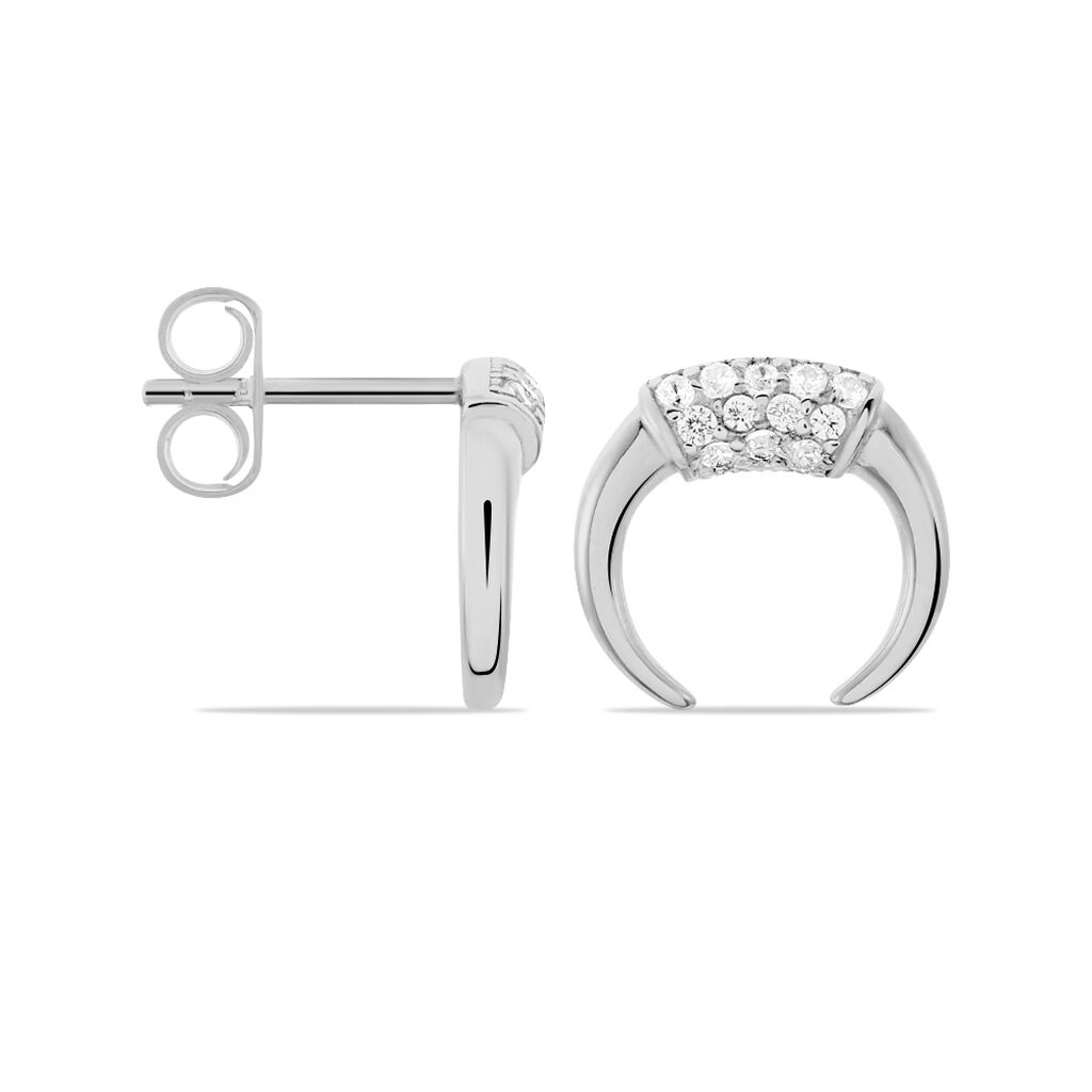 Boucles D'oreilles Puces Corneliana Argent Blanc Oxyde De Zirconium - Boucles d'oreilles fantaisie Femme | Histoire d’Or