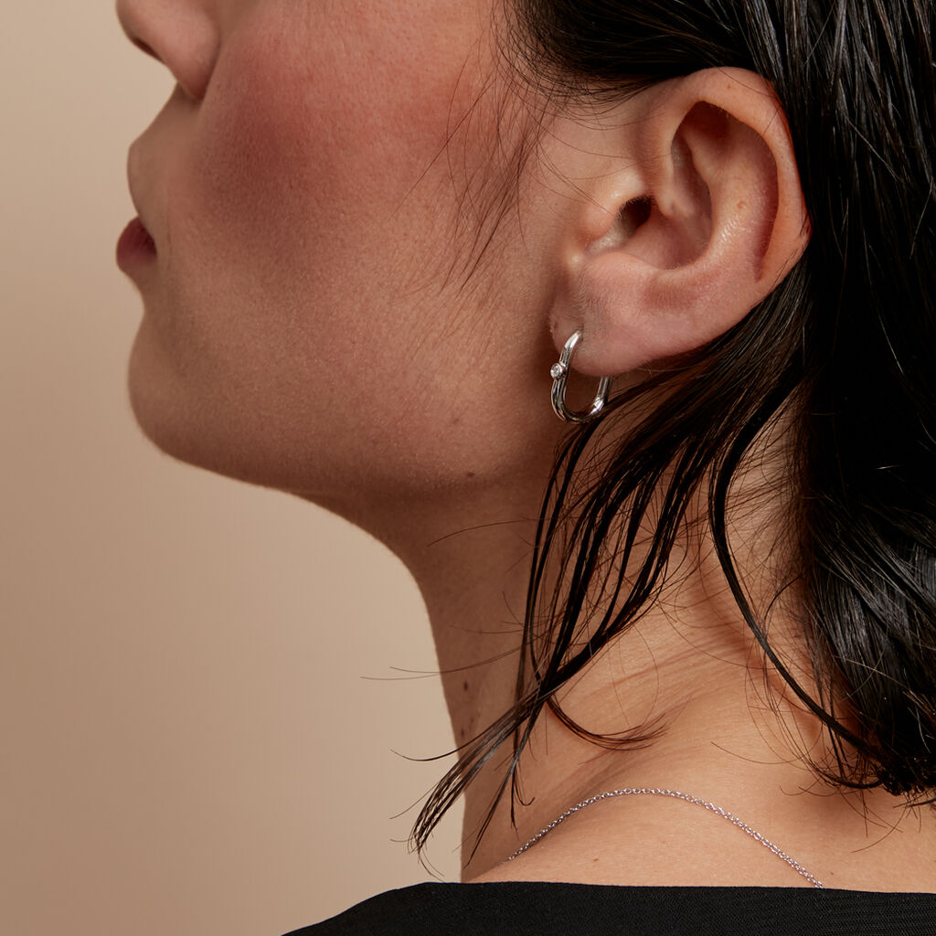 Créoles Infini Pop Argent Blanc Oxyde De Zirconium - Boucles d'oreilles créoles Femme | Histoire d’Or