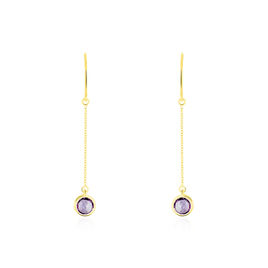 Boucles D'oreilles Pendantes Arenale Or Jaune Amethyste - Boucles d'oreilles pendantes Femme | Histoire d’Or