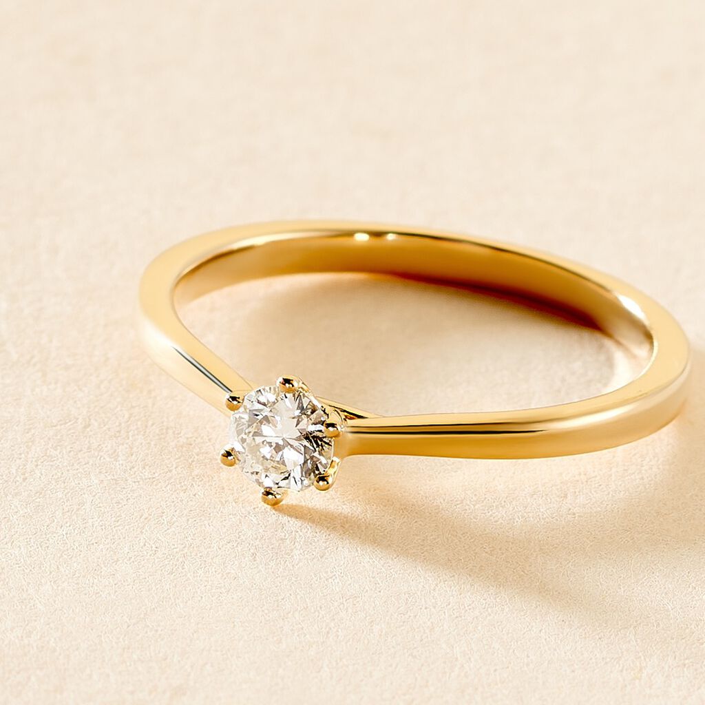 Bague Solitaire Athena Or Jaune Diamant - Bagues solitaires Femme | Histoire d’Or