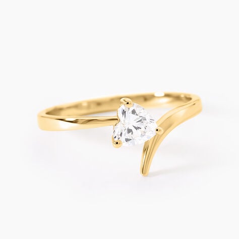Bague Valeriana Argent Dor&eacute; A L'Or 750/1000 Oxyde De Zirconium - Bagues solitaires Femme | Histoire d&rsquo;Or