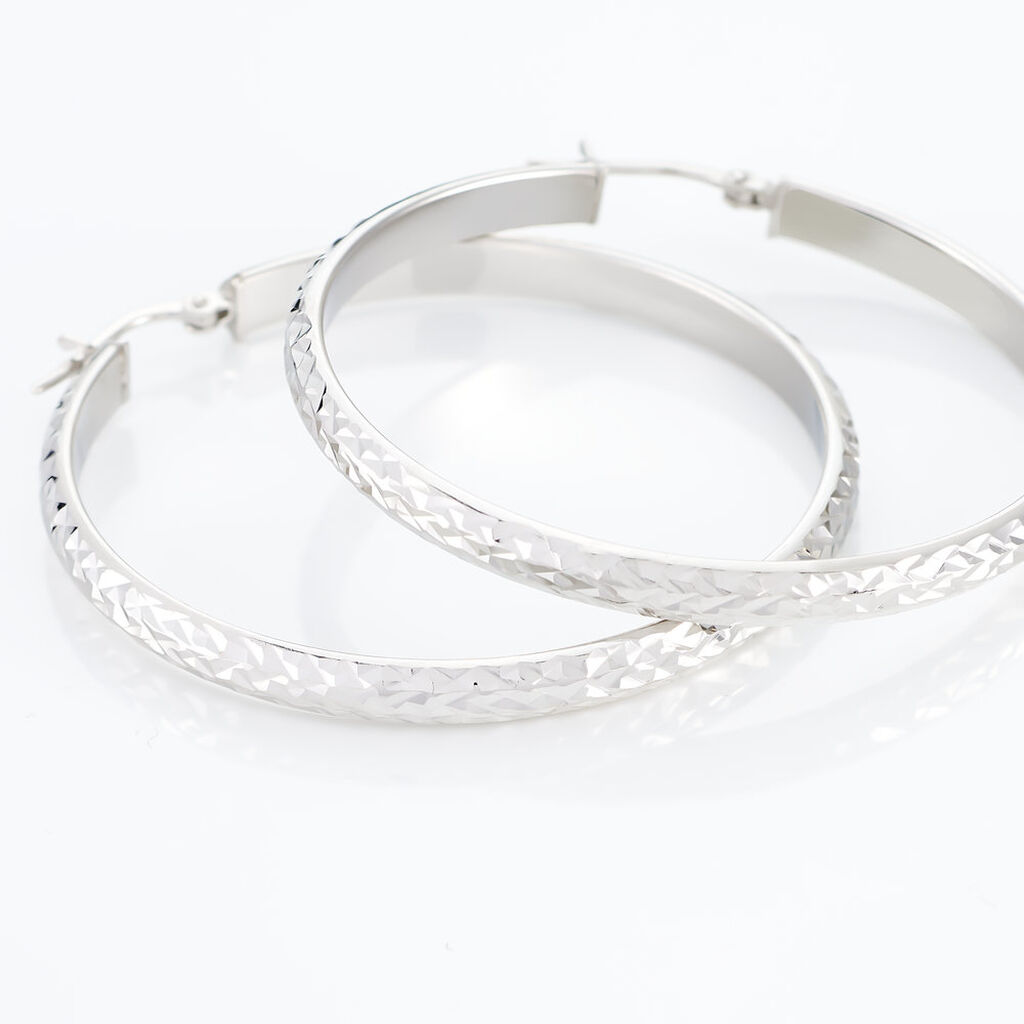 Créoles Argent Blanc Esmee - Boucles d'oreilles créoles Femme | Histoire d’Or
