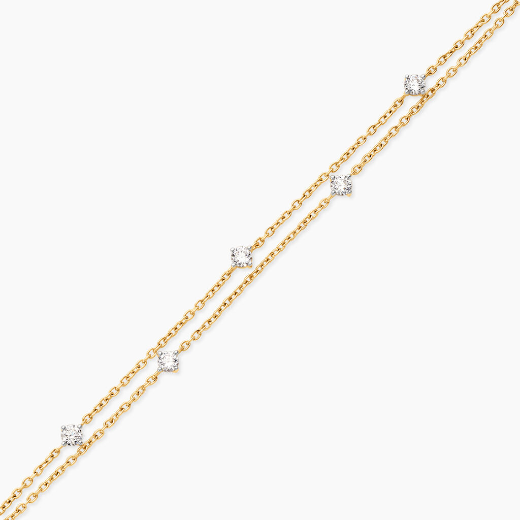 Bracelet Eclat D'Etoile Argent Dor&eacute; A L'Or 750/1000 Oxyde De Zirconium - Bracelets Femme | Histoire d&rsquo;Or