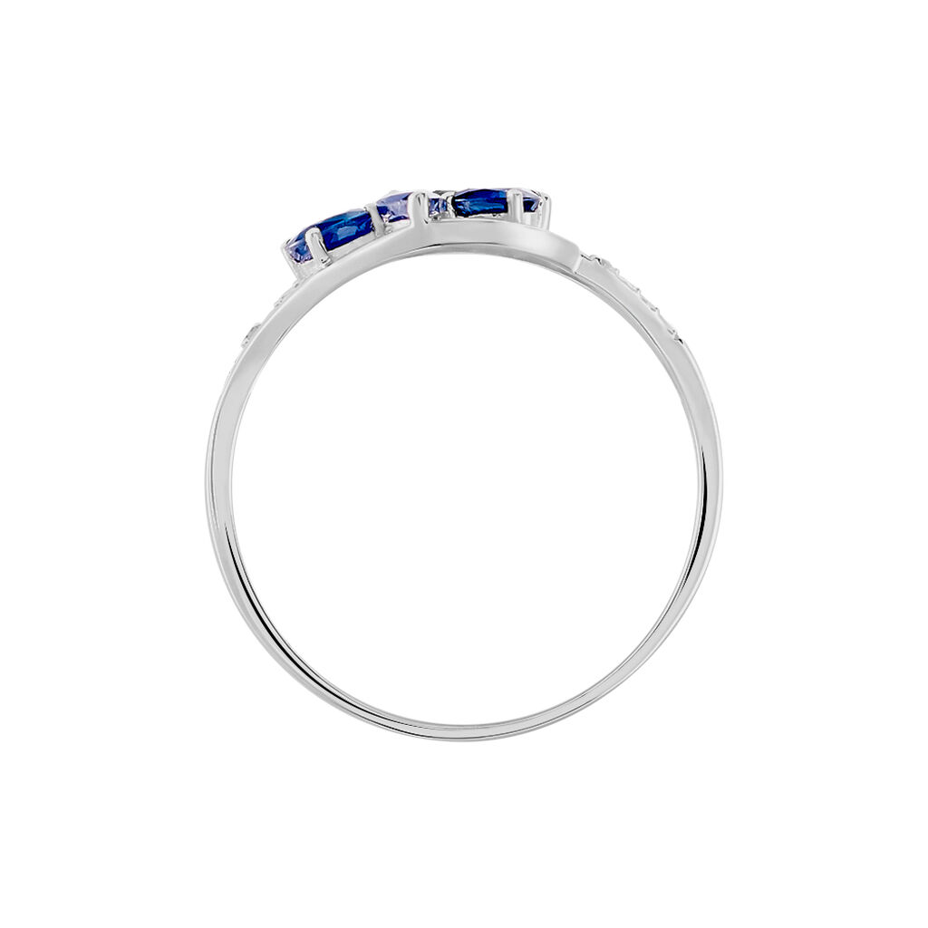 Bague Orchidee Or Blanc Saphir Diamant - Bagues avec pierre Femme | Histoire d’Or